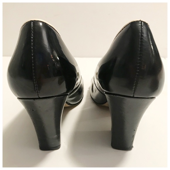 Franco Sarto, Black Patent Leather Peep Toe Heels - Picture 7 of 10